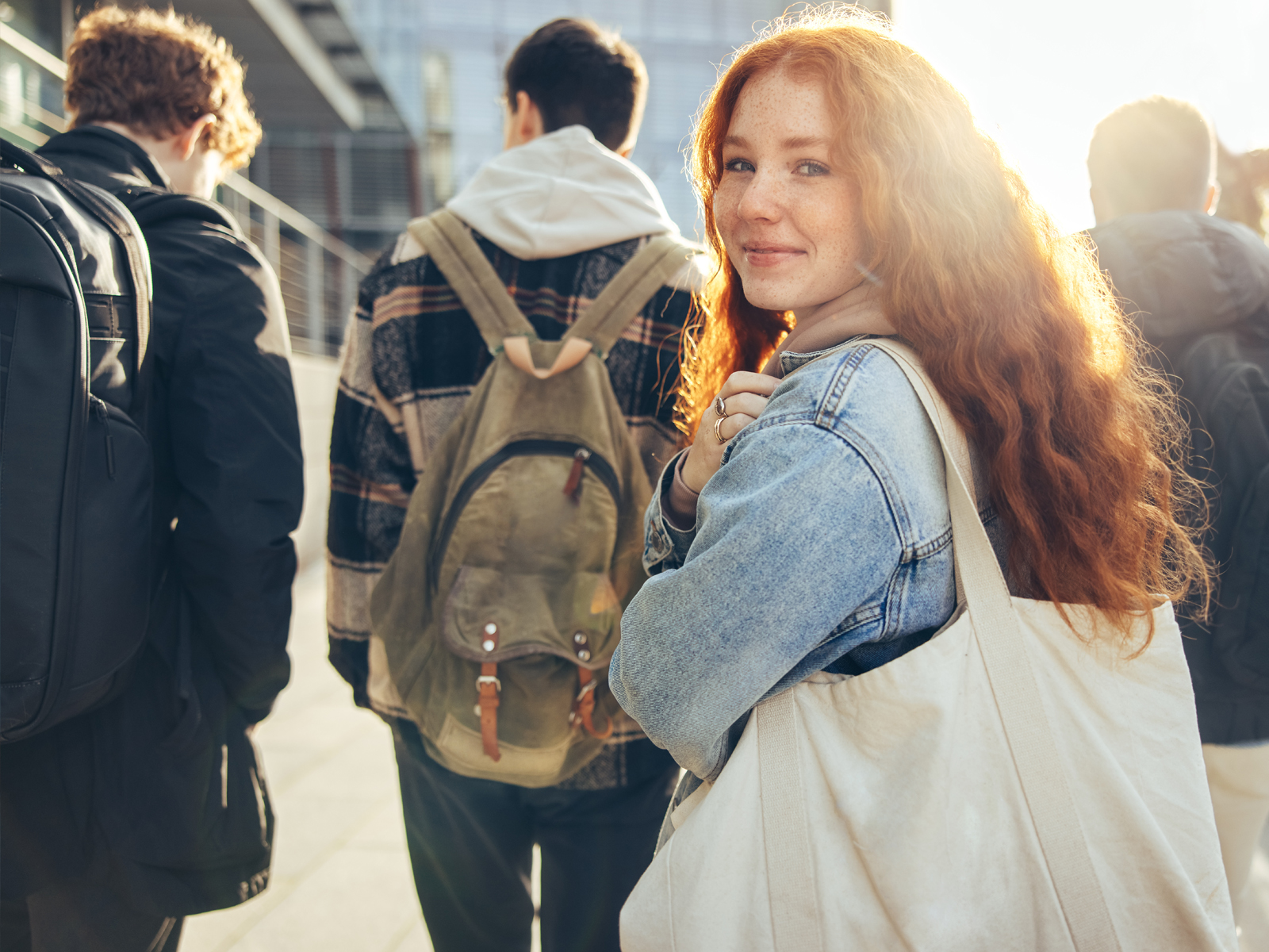 students on college campus