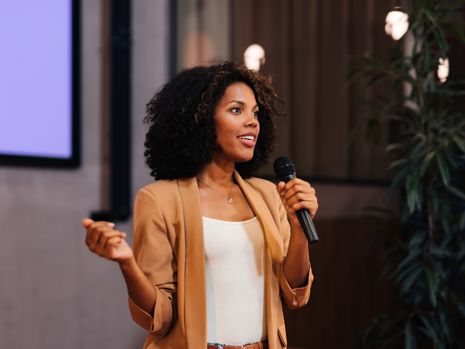 woman public speaking