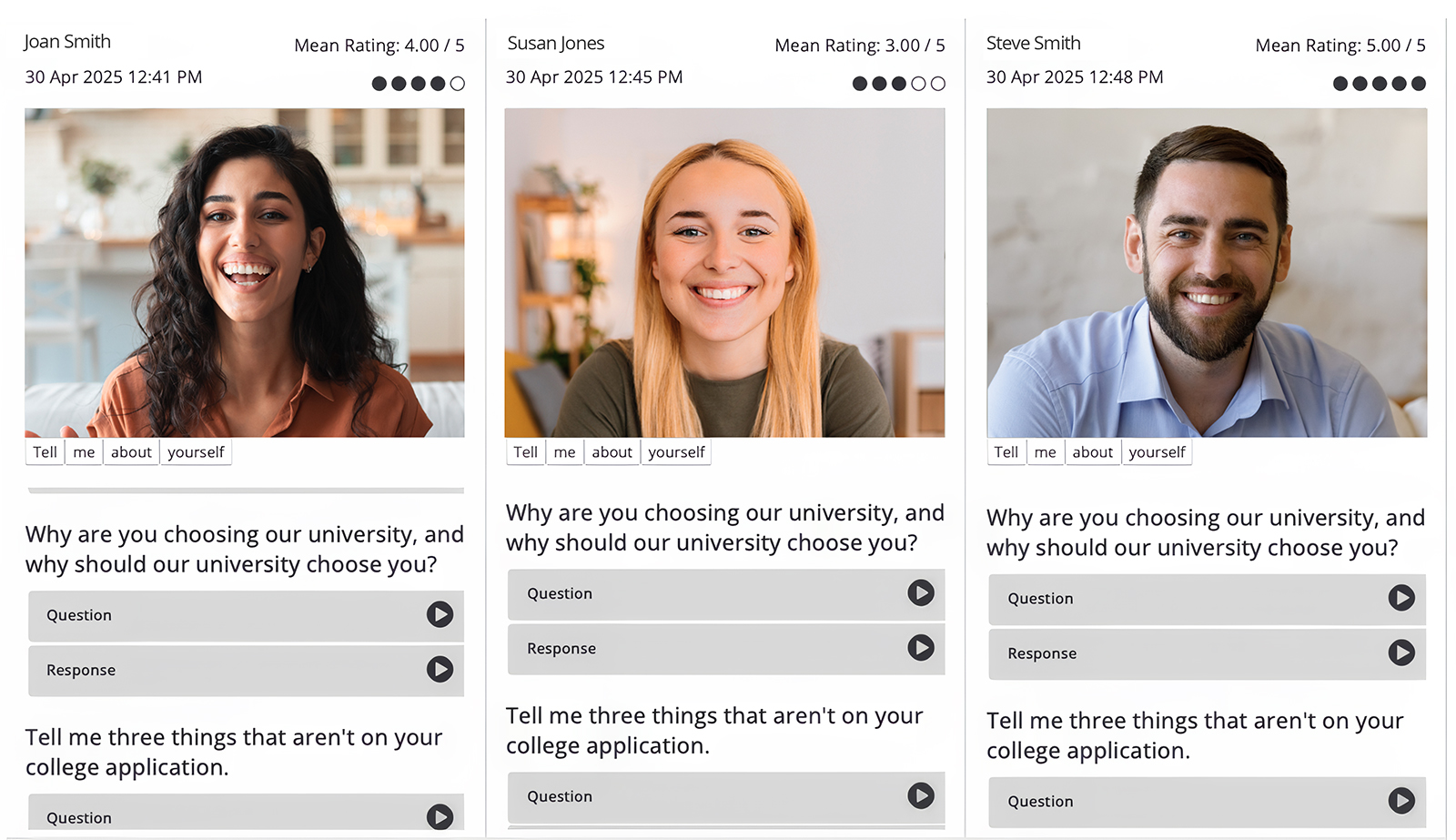 screenshot of video interviewing
