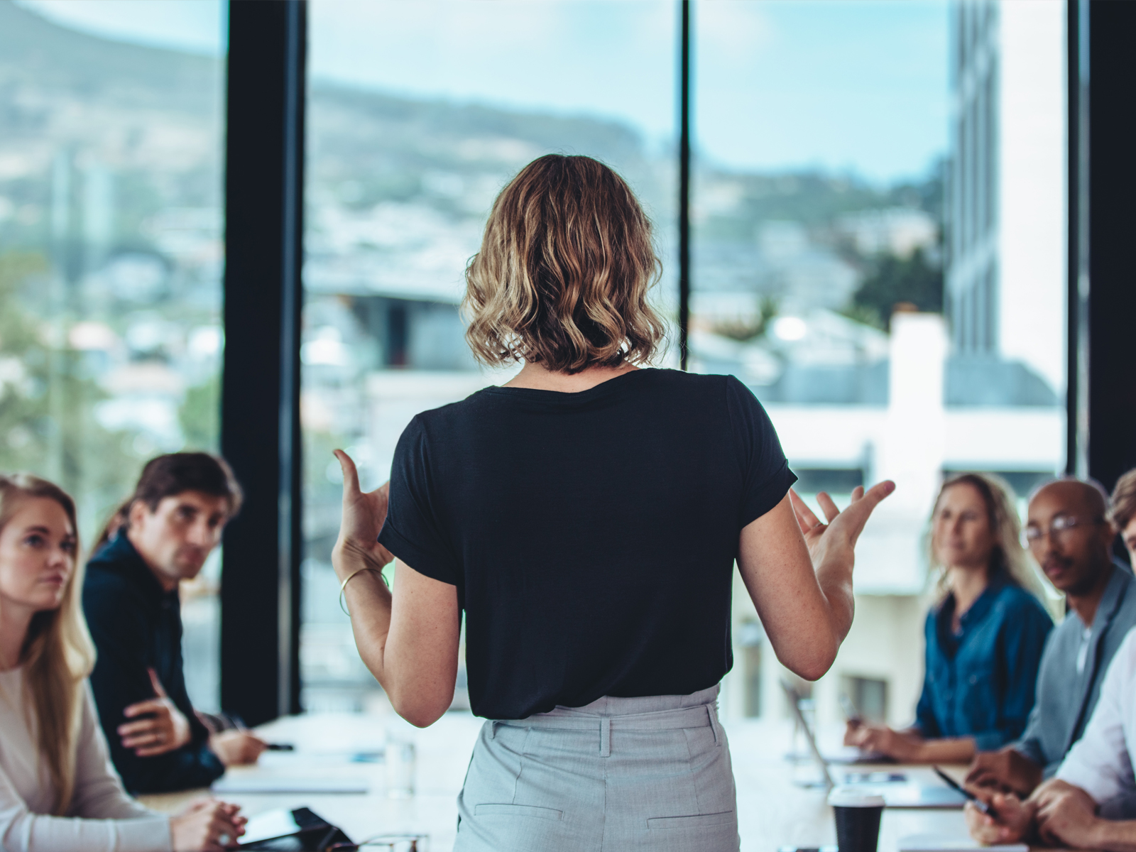woman giving presentation